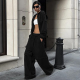 Hooded Zip-Up Jacket & Wide Leg Pant Set