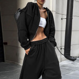 Hooded Zip-Up Jacket & Wide Leg Pant Set