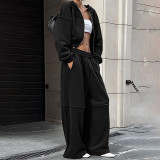 Hooded Zip-Up Jacket & Wide Leg Pant Set