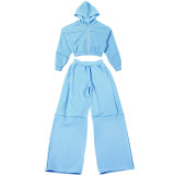 Hooded Zip-Up Jacket & Wide Leg Pant Set