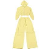 Hooded Zip-Up Jacket & Wide Leg Pant Set