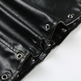 Punk-Inspired Studded PU Leather Mini Skirt
