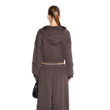 Hooded Zip-Up Jacket & Wide Leg Pant Set