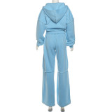 Hooded Zip-Up Jacket & Wide Leg Pant Set