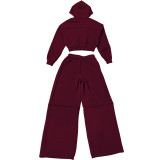 Hooded Zip-Up Jacket & Wide Leg Pant Set