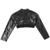 Unique Fit Women's Zip Up Leather Jacket with Fashion Print Patchwork