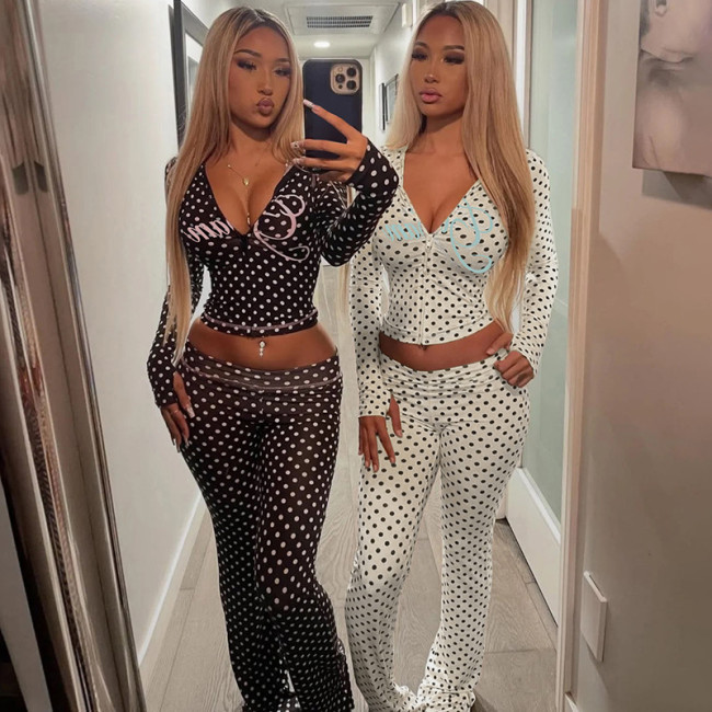 Sensual Dot Lettering Hoodie Set