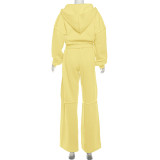Hooded Zip-Up Jacket & Wide Leg Pant Set