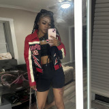 Embroidered Crop Jacket with Zipper