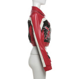 Embroidered Crop Jacket with Zipper