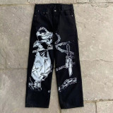 Graffiti Cartoon Printed Slim Fit Jeans