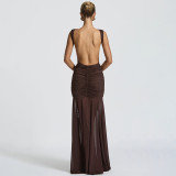 ihoov Daring Elegance Sleeveless High-Slit Pencil Dress - Side View with Gathered Waist