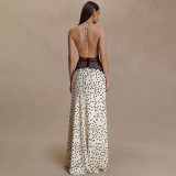 ihoov Ethereal Allure Maxi Dress - Halter Neck and Accentuated Waist Back View