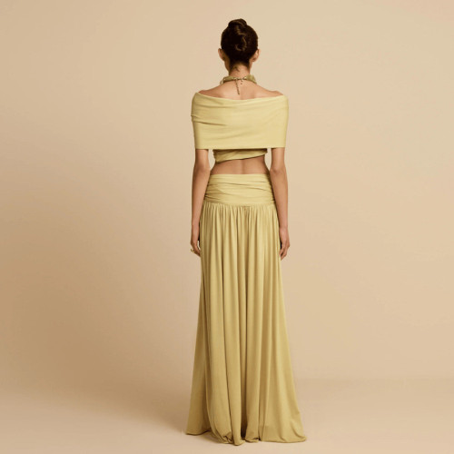 One-Shoulder Waist-Revealing Bodycon Maxi Dress