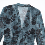 Floral Mesh Halter Neck Tie-Waist Mini Dress with Safety Pants