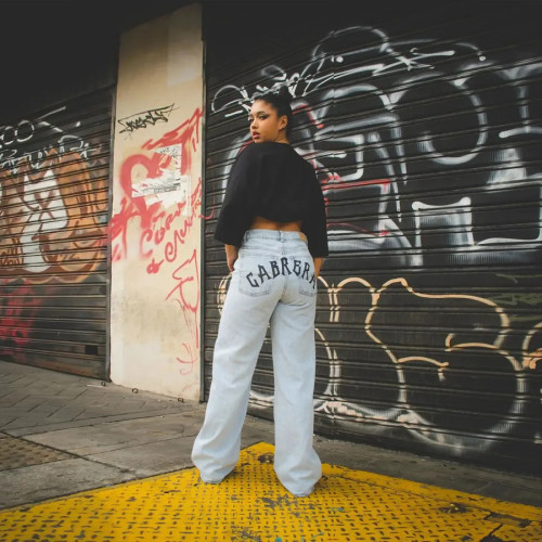 Unique Cartoon Graffiti Straight Leg Wide Jeans for Men