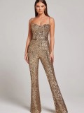 ihoov's Seductive Sequined Chain Belt Bodycon Jumpsuit