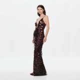 ihoov's Alluring Sequined Halter Neck Evening Gown for Women