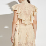 ihoov's Exclusive Sleeveless Belted Lace Top & Pant Set