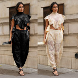 ihoov's Exclusive Sleeveless Belted Lace Top & Pant Set