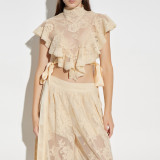 ihoov's Exclusive Sleeveless Belted Lace Top & Pant Set