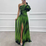 Asymmetrical Off-the-Shoulder Floral Maxi Dress