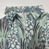 ihoov's Exclusive V-Neck Long Sleeve Floral Blouse & Waistcoat Set