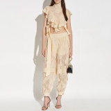 ihoov's Exclusive Sleeveless Belted Lace Top & Pant Set