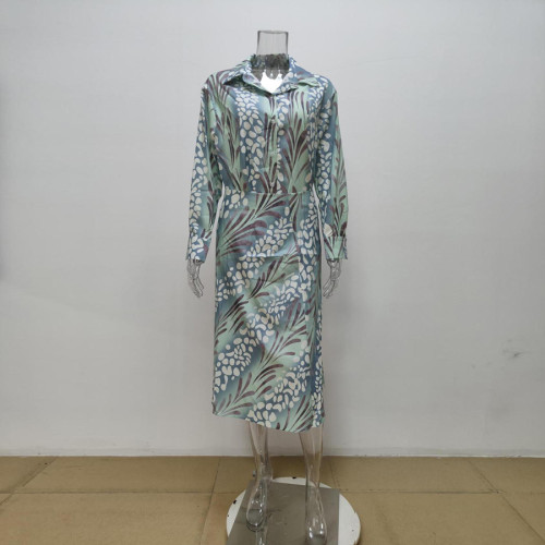 ihoov's Exclusive V-Neck Long Sleeve Floral Blouse & Waistcoat Set