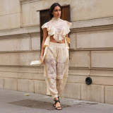 ihoov's Exclusive Sleeveless Belted Lace Top & Pant Set