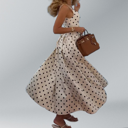 Vintage Polka Dot Off-the-Shoulder Corset Dress