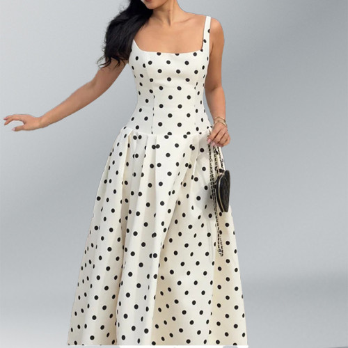 Vintage Polka Dot Off-the-Shoulder Corset Dress