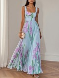 Whimsy Pleat Floral Maxi Dress