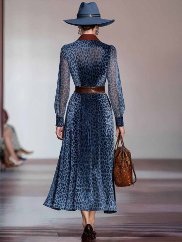 Leopard Print Long Sleeve Dress for Work