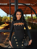  Close-up of ihoov Mesh Cut-Out Dress Metal Clasp Detail 