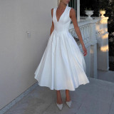 V-Neck Sleeveless Fitted Evening Gown