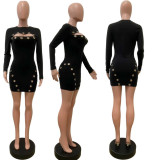  Detailed View of Mesh Cut-Outs on ihoov Evening Dress 