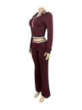 Zip-Up Hoodie & Drawstring Wide Leg Pants