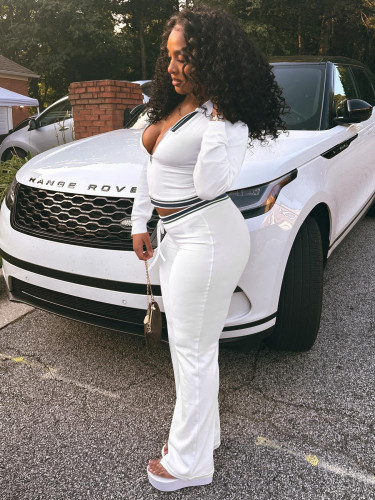 Zip-Up Hoodie & Drawstring Wide Leg Pants