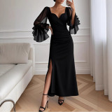 Fitted Trumpet Sleeve Evening Gown