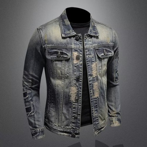 Casual Denim Utility Jacket for Men