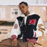 ihoov Slammer Luxury Embroidered Wool Leather Baseball Jacket