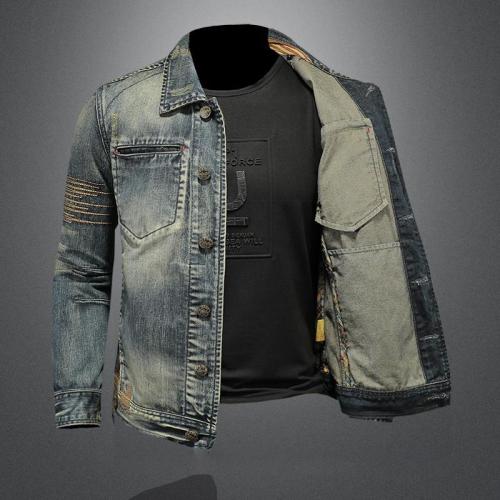 Slim Fit Water Wash Denim  Casual Men's Jacket