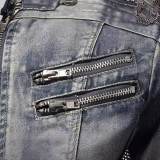 Unique Distressed Denim Motorcycle Coat for Men