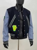 Embroidered Leather Flight Jacket with Baseball Twist