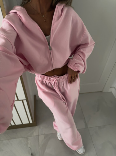 Fashion Pink Hooded Tracksuit for Women