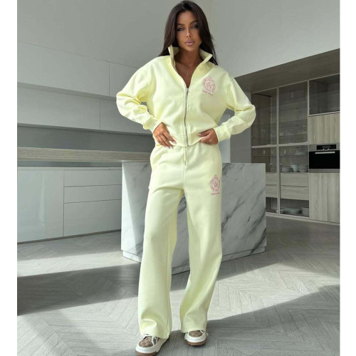Luxury Letter Embroidered Zip-Up Tracksuit for Women
