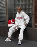 Relaxed Fit Letter Print 2-Piece Tracksuit for Women