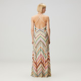 Hand-Embroidered Lace Mermaid Gown with Halter Neck