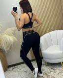 Sleeveless Gathered Sports Tank Top High Waisted Hip Lift Tummy Tuck Fitness Set